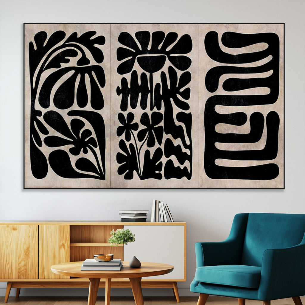Canvas Print Wall Art Abstract Art Boho, Framed Boho Art