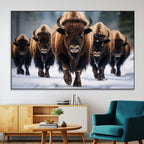 Buffalo Wall Art Canvas Print, American Bison Herd Wall Art