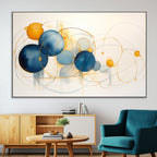 Geometric Blue Orange Abstract Wall Art Canvas, Geometric Blue Orange Canvas Print
