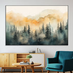 Abstract Forest Print | Mountain Wall Art | Autumn Landscape Canvas Print