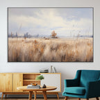 Golden Fields Wall Art Print Canvas | Serene Minimalist Landscape for Farmhouse Decor