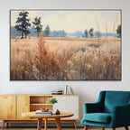 Golden Fields Canvas Wall Art Print | Serene Minimalist Landscape for Modern Decor