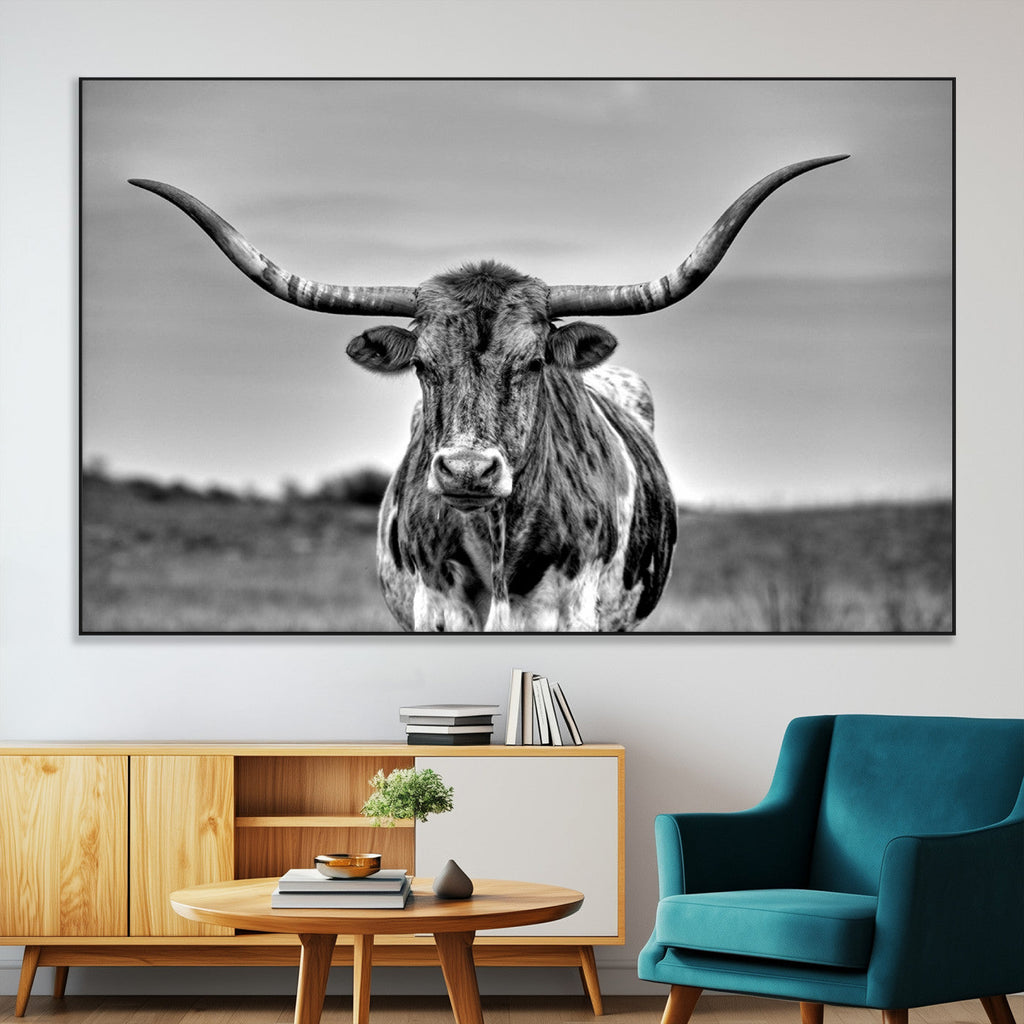Texas Longhorn Cow Wall Art, Texas Longhorn Canvas, Cattle
