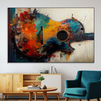 Abstract Guitar Wall Art Canvas | Vibrant Music-Inspired Art for Living Room or Studio