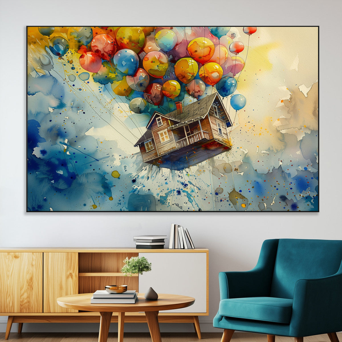 UP-Inspired Floating House with Balloons Canvas Art | Colorful Wall Decor