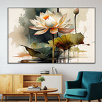 Lotus Flower Watercolor Canvas Print | A Symbol of Serenity and Growth in Soft Watercolors