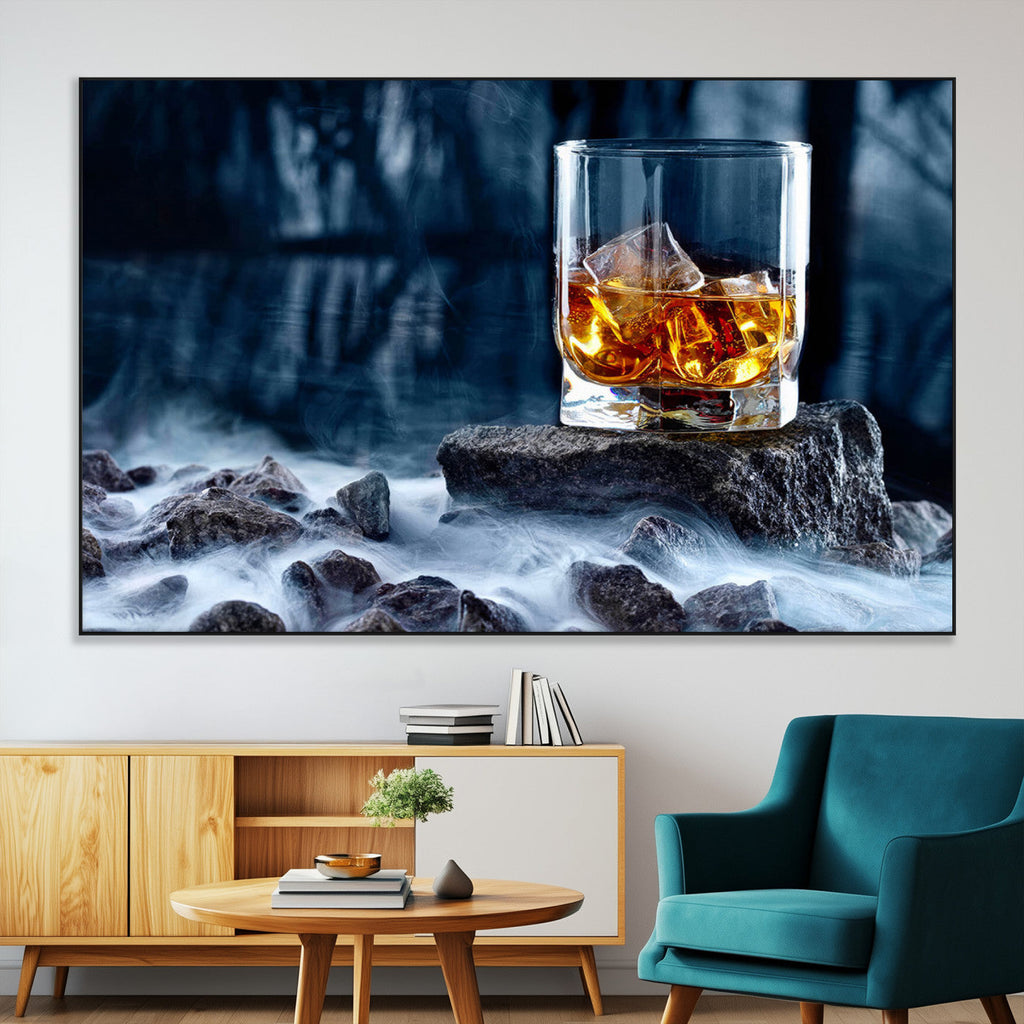 Whiskey Ice Wall Art Canvas Print