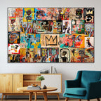 Abstract Art Collage Wall Art Canvas Print, Urban Graffiti Style
