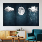3 Piece Indigo Cloud Wall Art, Thunderstorm Moon Cloud Artwork