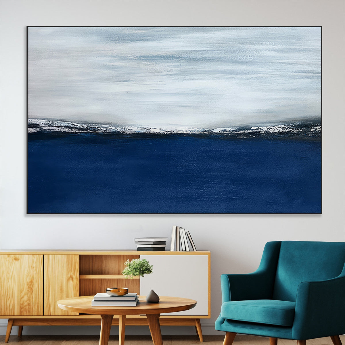 Navy Blue Abstract Wall Art Canvas Print