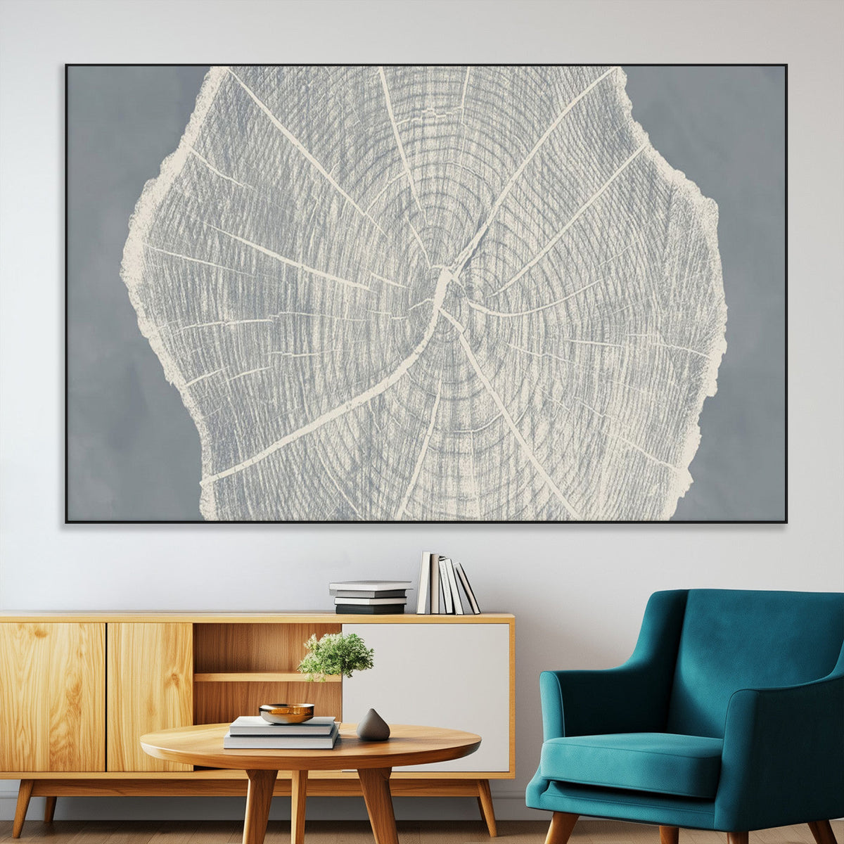 Abstract Tree Ring Wall Art Canvas Print, Framed and Ready to Hang