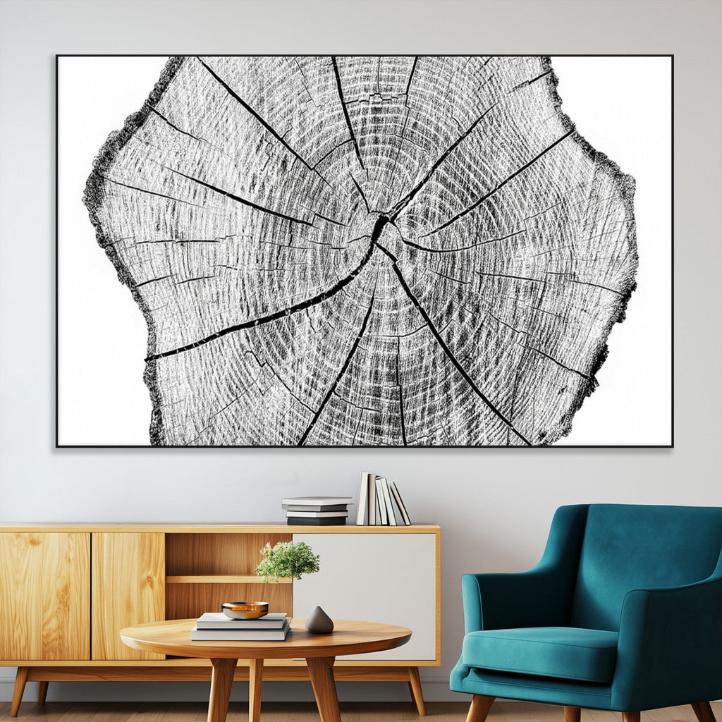 Rustic Tree Ring Wall Art Canvas Print, Framed and Ready to Hang