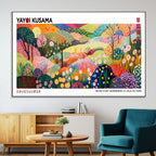 Framed Yayoi Kusama 1986 Wall Art Print | Japanese Wabi Sabi Vibrant Abstract Landscape Canvas