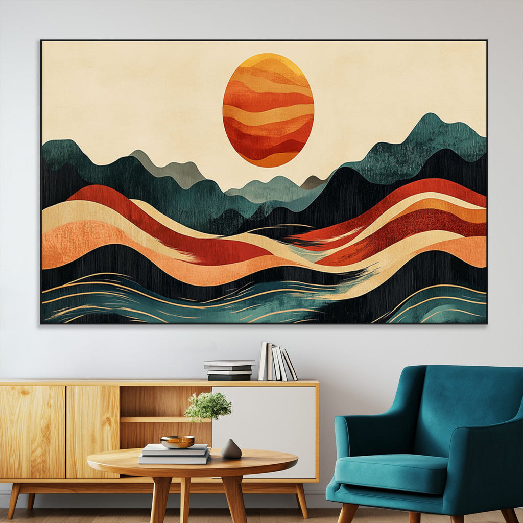 Mountain Triptych Wall Art Canvas Print | Western Boho Pine Tree Nature Print