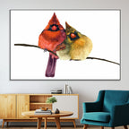 Cardinal Bird Canvas Wall Art, Male and Female Cardinal Print, Nature Inspired Bird Decor
