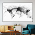 Flight Routes Air Traffic Map Canvas Wall Art, World Flight Routes Print