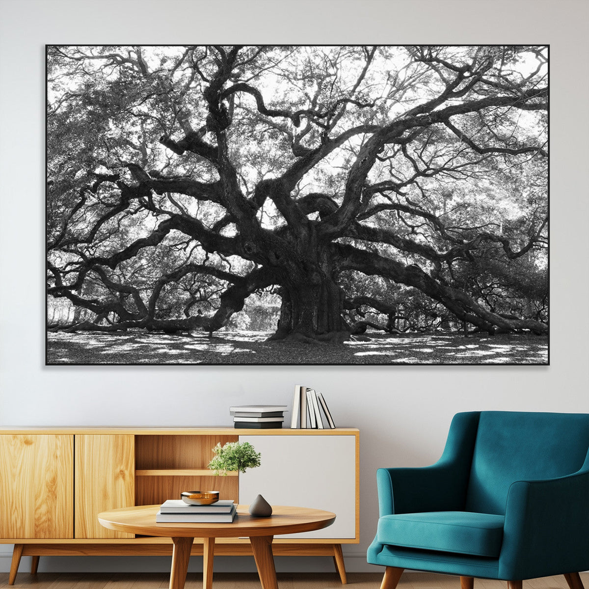 Ancient Oak Wall Art Canvas Print | Gnarled Tree with Twisted Branches