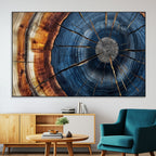 Framed Abstract Tree Ring Wall Art Print, Natural Rustic Wood Grain Canvas Print