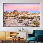 Vibrant Sunset Sky Wall Art Canvas Print, Framed Joshua Tree Desert Artwork