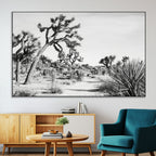 Joshua Tree Wall Art | Black & White Canvas Print, Nature Serenity Decor