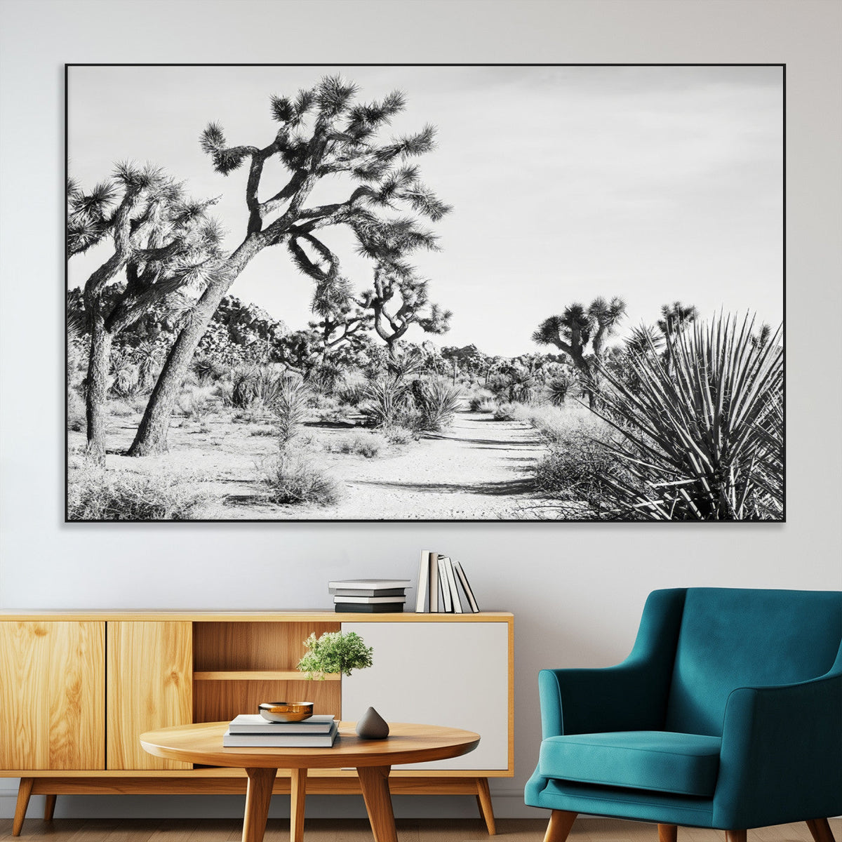 Joshua Tree Wall Art | Black & White Canvas Print, Nature Serenity Decor