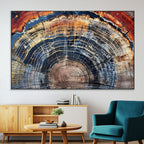 Tree Rings Wall Art Canvas Print, Framed Petrified Wood Modern Rustic