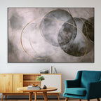 Abstract Grey Gold Wall Art | Modern Geometric Canvas