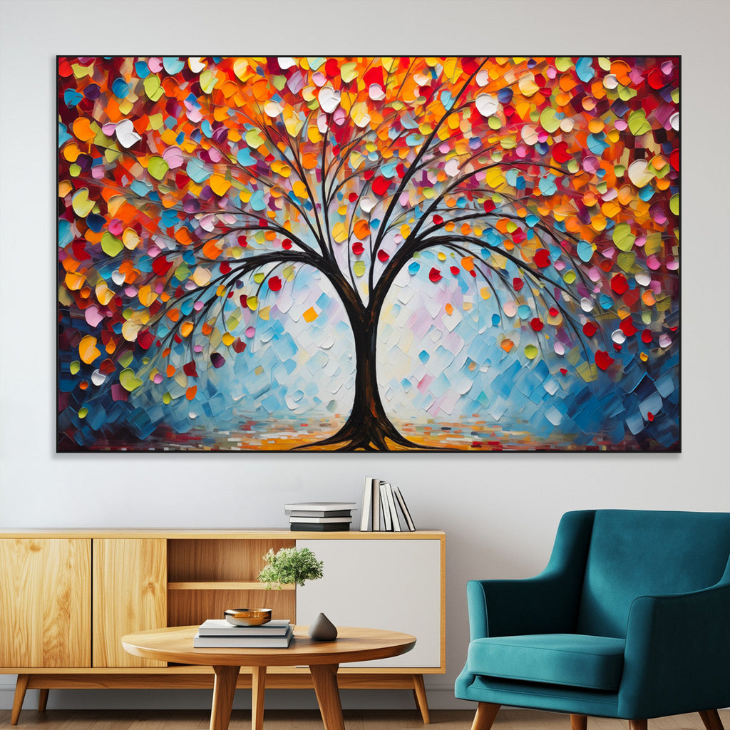 Vibrant Tree of Life Canvas Wall Art | Colorful Abstract Nature