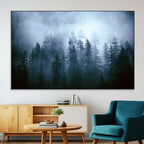 Foggy Pines Misty Forest Wall Art Print