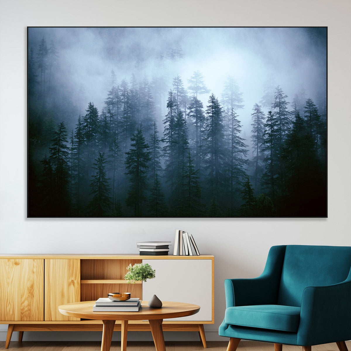 Foggy Pines Misty Forest Wall Art Print