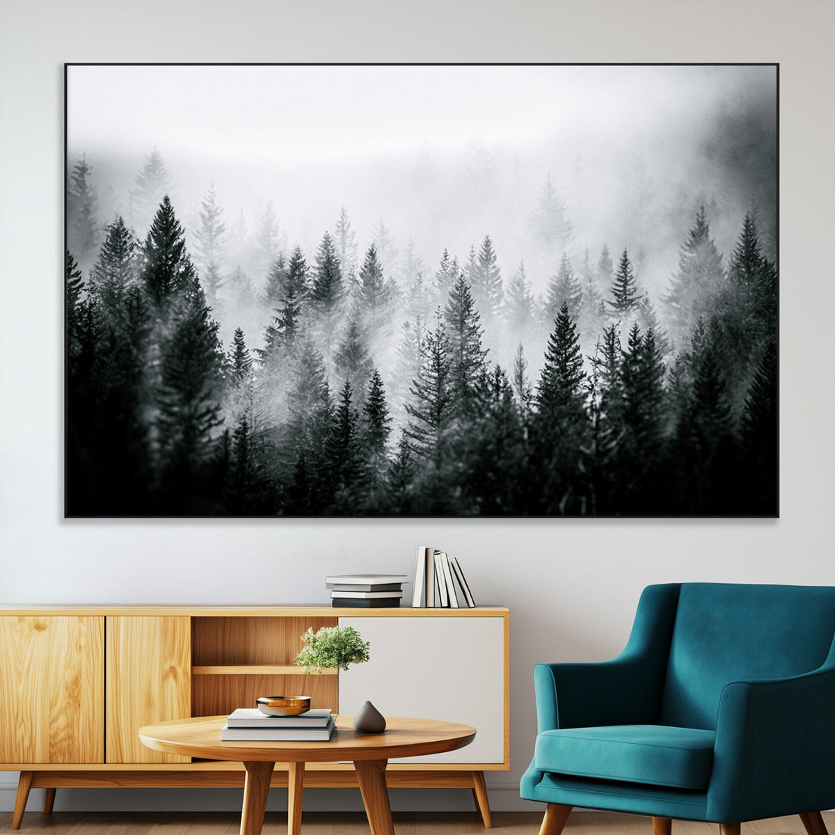 Minimal Beach Wall Art Canvas Print, Framed Ocean Swimming Art, Clear Ocean Decor