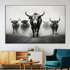 Texas Longhorn Wall Art Canvas Print, Framed Speckled Cow