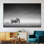 Elephant and Zebra Wall Art Canvas Print, Modern Artwork
