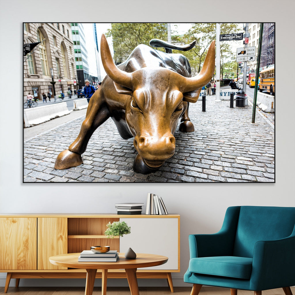 Charging Bull Wall Art Canvas Print