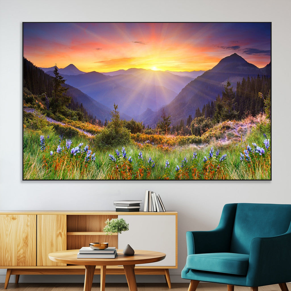 Mountain and Spring Wall Art Canvas Print