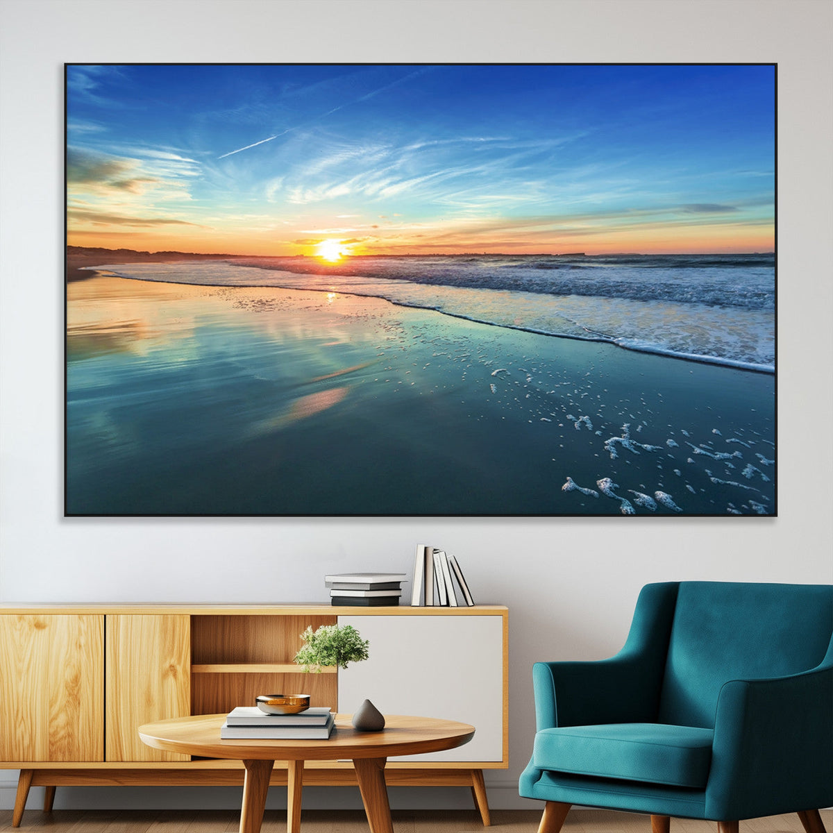 Blue Sky and Beach Wall Art Canvas Print