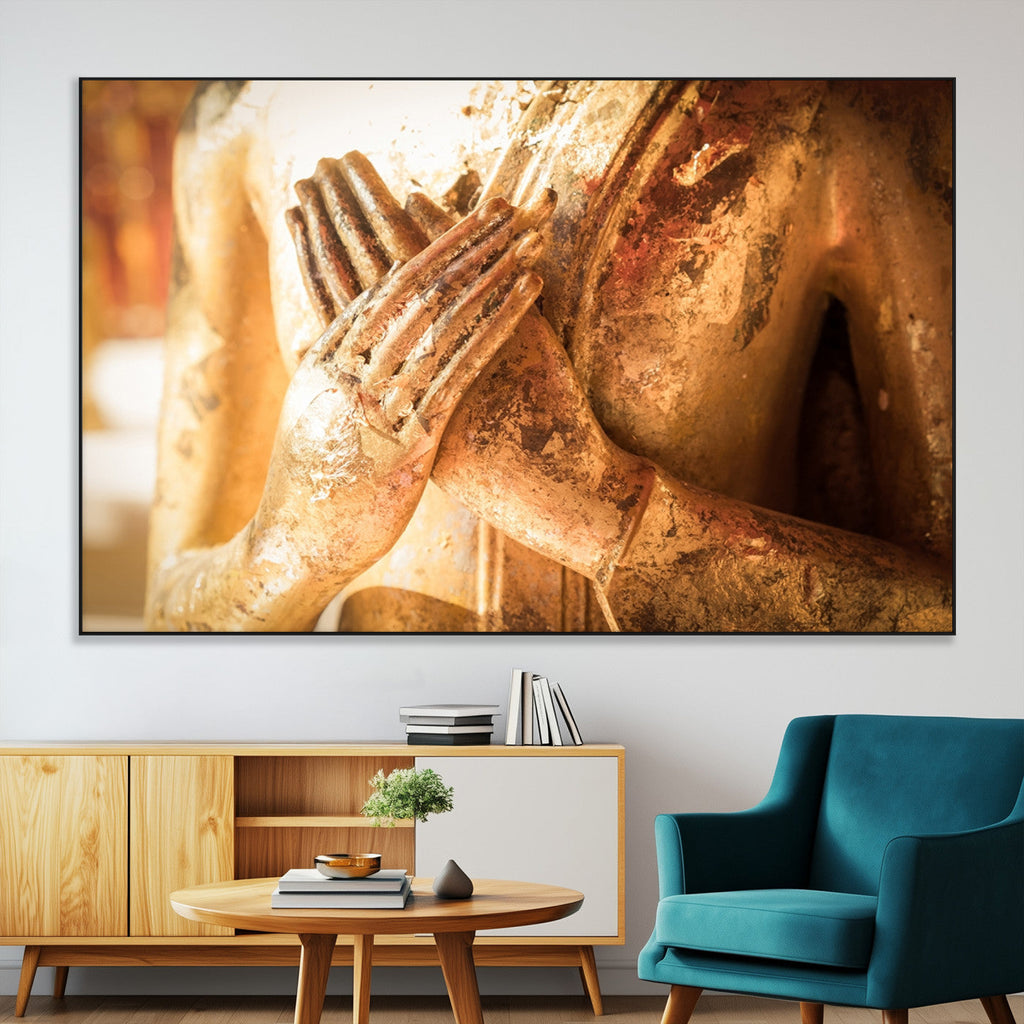 Buddha Statue Hands Wall Art Canvas Print