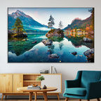 Crystal Clear Lake Wall Art | Mountains Wall Art Canvas | 3 Panel Landscape