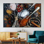 Spices and Seasonings Canvas Wall Art | Colorful Triptych Kitchen Decor