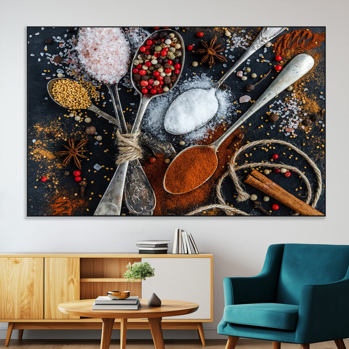 Spices and Seasonings Canvas Wall Art | Colorful Triptych Kitchen Decor