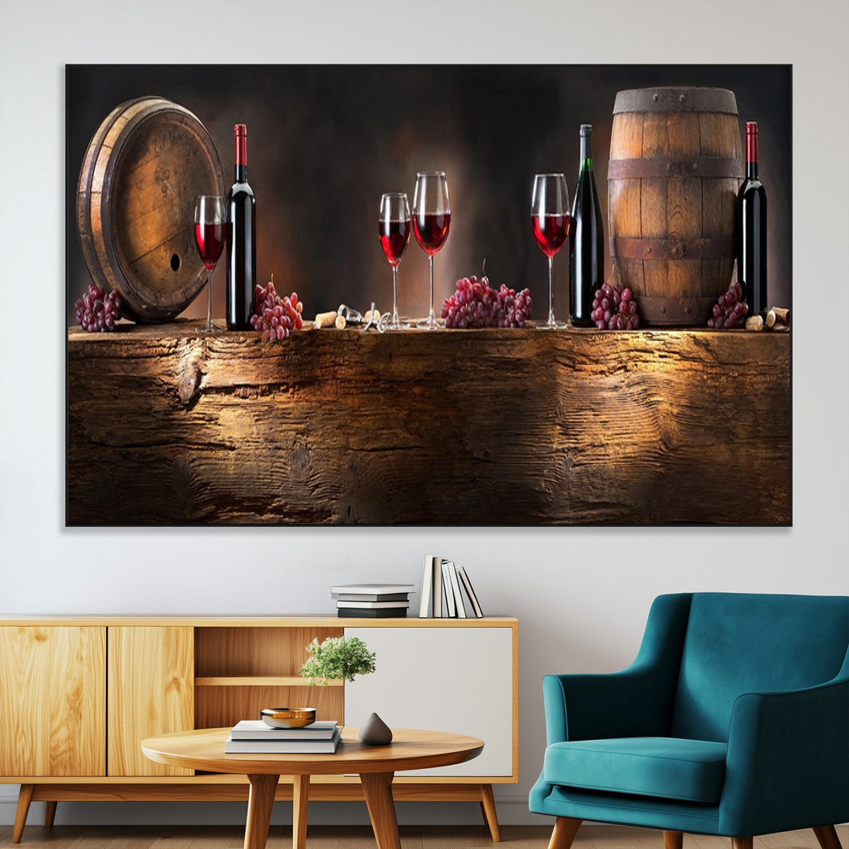 Wine and Barrels Wall Art Canvas Print
