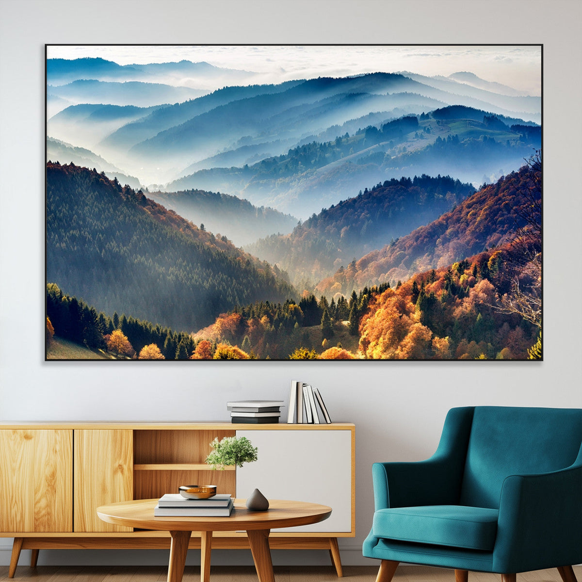 Mountains Forest Autumn Wall Art Canvas Print