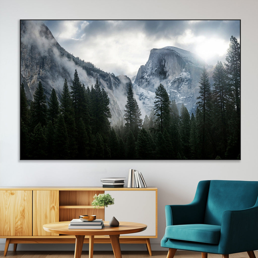 Wall Art Foggy Forest Landscape Canvas Print