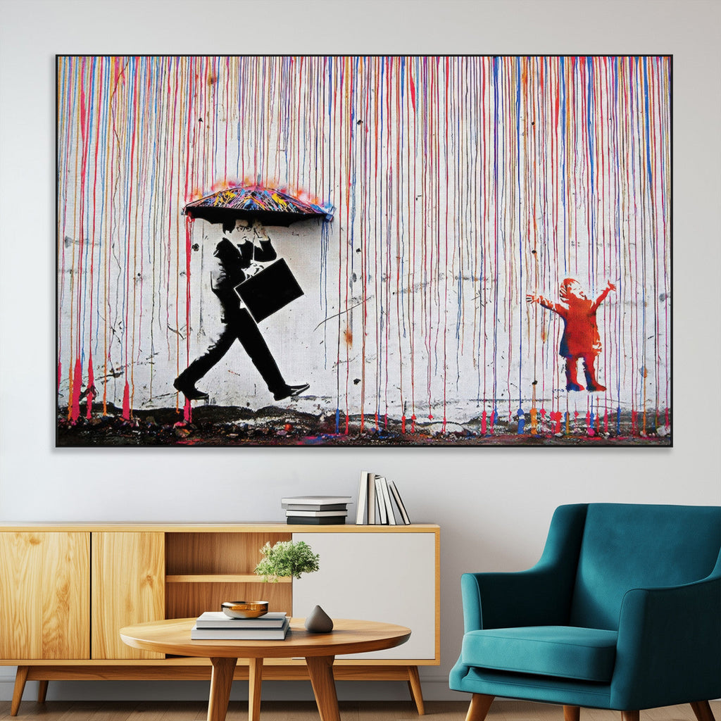 Banksy Wall Art Canvas Print | Framed Graffiti Street Art Picture