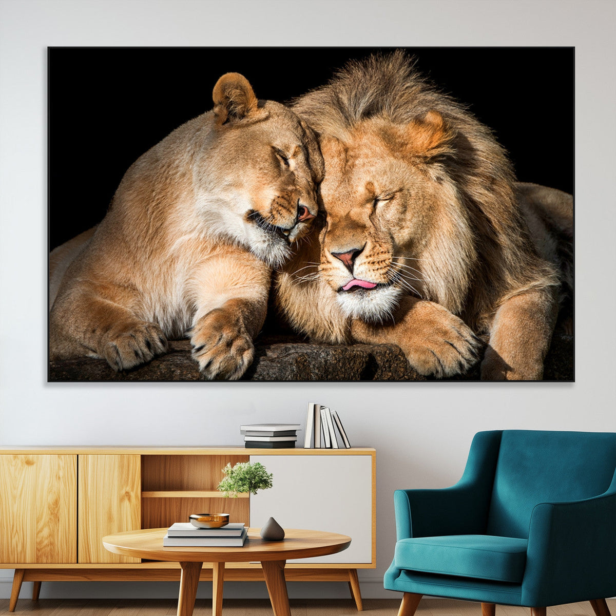 Lion and Lioness Wall Art Canvas Print | African Wildlife Animal Art