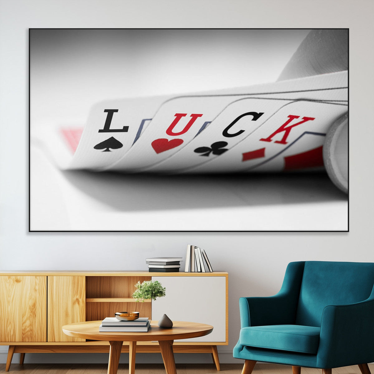 Framed Lucky Poker Cards Canvas | Modern Triptych Wall Art for Game Rooms