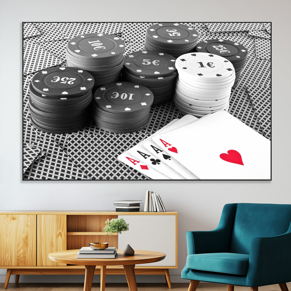 Poker Game Cards Wall Art Canvas, Multi Panel Wall Art
