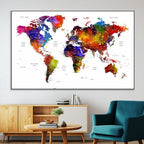 World Map Canvas Print | Detailed Map of the World Wall Art