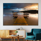 Serene Lake Pier at Sunset Canvas Print | Landscape Wall Art | Ready to Hang
