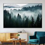 Captivating Misty Forest Wall Art Canvas, Premium Canvas Print of a Foggy and Serene Atmosphere